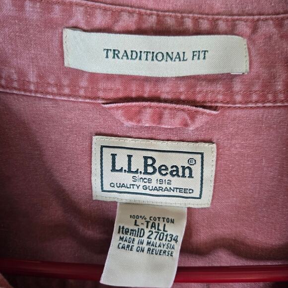 L.L. Bean Traditional Fit Button Down Shirt Long Sleeve Mens Large Tall 0699 - Picture 3 of 8